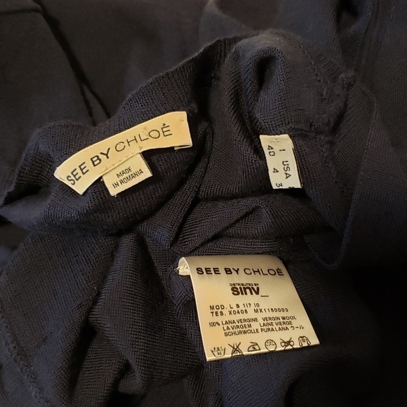 SEE BY CHOLE' Bow Pocket Navy Blue Cardigain - Picture 4 of 9